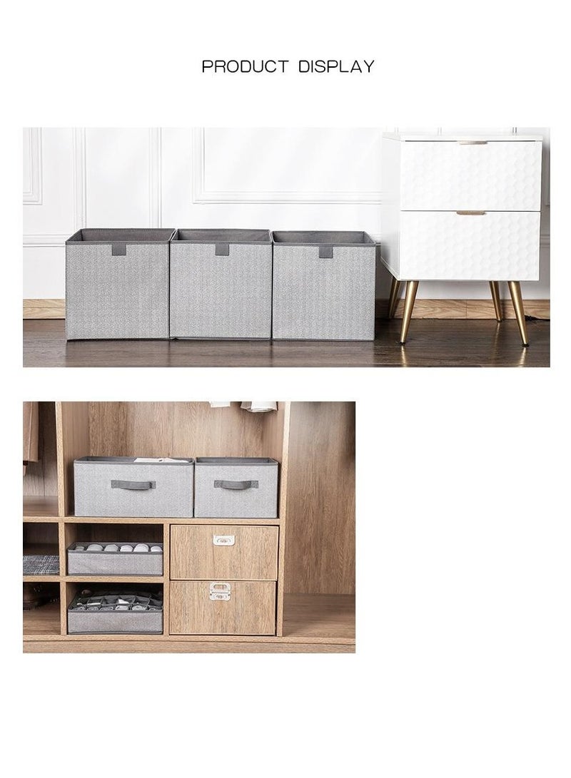 إيونتو 3 عبوات من أكياس تخزين سعة 29 لتر، صناديق تخزين الملابس قابلة للطي وموفرة للمساحة، منظمات خزانة ملابس السفر، حاويات تحت السرير، منظم الملابس، 30 * 30 * 30 سم رمادي - Image 4