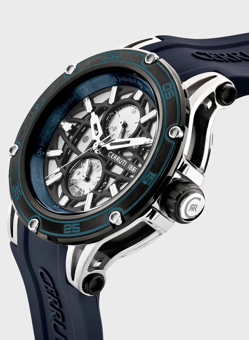 CERRUTI 1881 Velletri Silicone Strap Analog Watch.