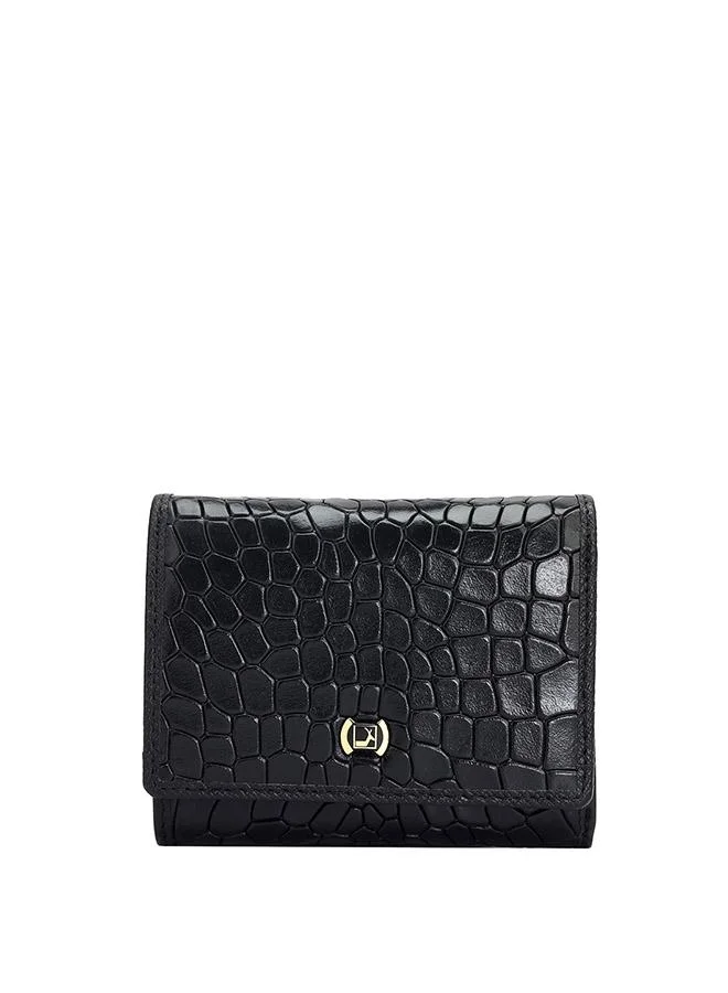 دا ميلانو محفظة نسائية جلد طبيعي أسود