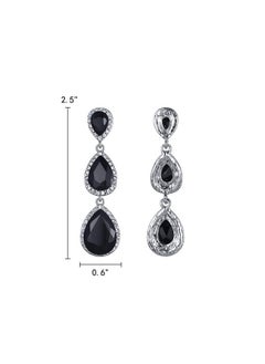 Women'S Silver-Tone Austrian Crystal Tear Drop Pear Shape Long Dangle Earrings Black - pzsku/ZE96534688B6CF7DF1C5AZ/45/_/1735816576/ed5d0527-8ff4-4cce-9176-6a73265fc72d