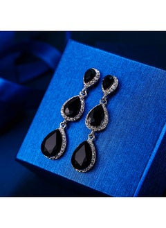 Women'S Silver-Tone Austrian Crystal Tear Drop Pear Shape Long Dangle Earrings Black - pzsku/ZE96534688B6CF7DF1C5AZ/45/_/1735816600/1007c0d0-1abd-487a-86ce-8bc832787dda