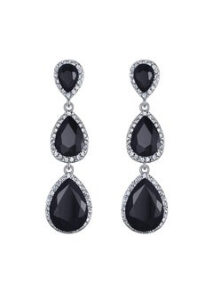 Women'S Silver-Tone Austrian Crystal Tear Drop Pear Shape Long Dangle Earrings Black - pzsku/ZE96534688B6CF7DF1C5AZ/45/_/1735816610/e5f4f15d-8577-43ed-b37a-4a0cc7c65b01