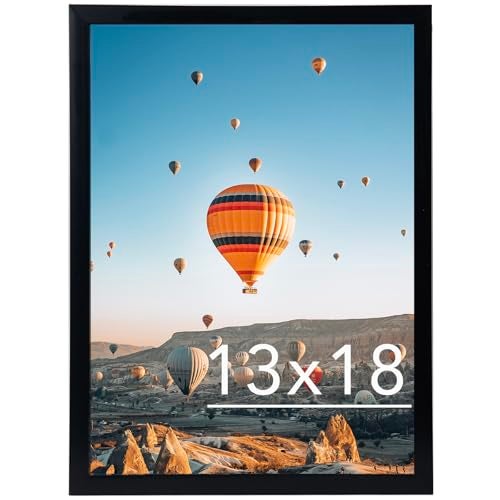 JCJMY 13x18 Picture Frame Black for Poster Photo Picture, Horizontal and Vertical Formats for Wall Hanging, 13 x 18 Wall Gallery Poster Photo Frame for 13 by 18 Photos Posters, Black - Image 1