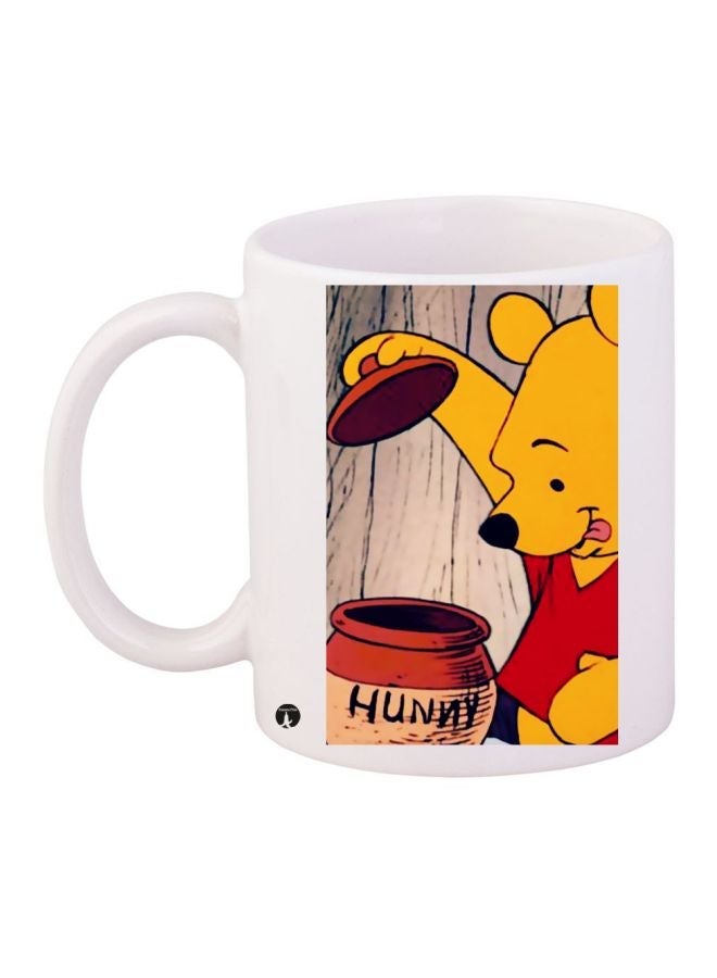 RYN Winnie-The-Pooh Printed Coffee Mug White/Yellow/Red 11ounce
