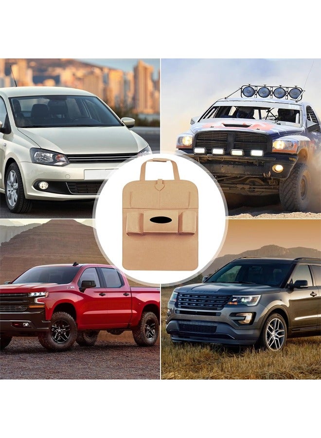 أوكيوز حقيبة تخزين المقعد وحقيبة تعليق وحقيبة ظهر المقعد المصنوعة من اللباد وحقيبة تخزين لوازم السيارة وصندوق تخزين السيارة متعدد الوظائف بلون كريمي - Image 3