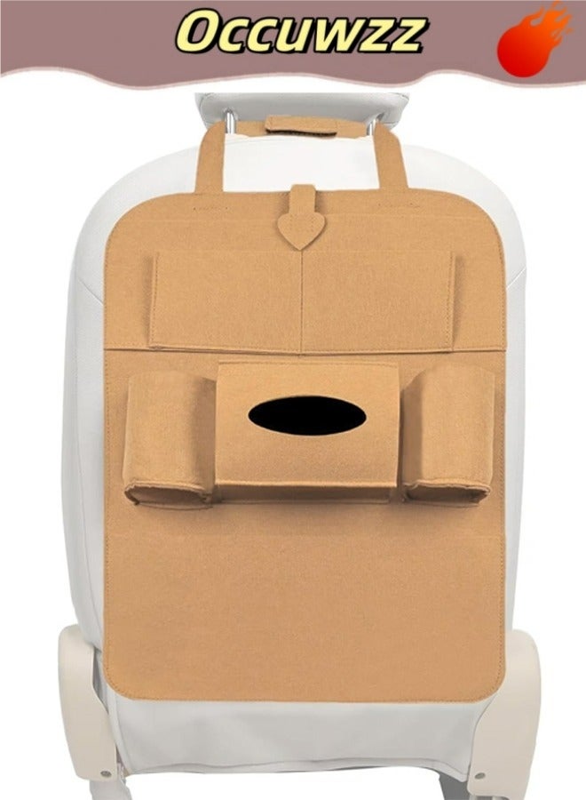 أوكيوز حقيبة تخزين المقعد وحقيبة تعليق وحقيبة ظهر المقعد المصنوعة من اللباد وحقيبة تخزين لوازم السيارة وصندوق تخزين السيارة متعدد الوظائف بلون كريمي - Image 1