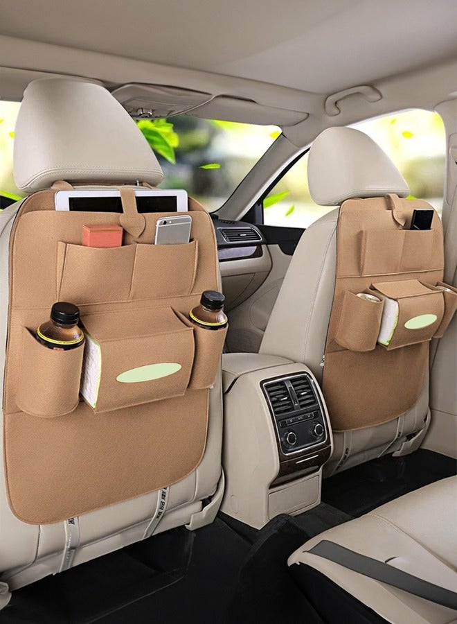 أوكيوز حقيبة تخزين المقعد وحقيبة تعليق وحقيبة ظهر المقعد المصنوعة من اللباد وحقيبة تخزين لوازم السيارة وصندوق تخزين السيارة متعدد الوظائف بلون كريمي - Image 4