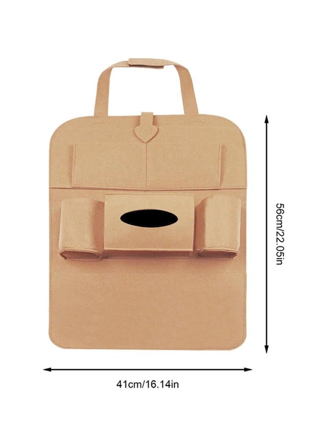 أوكيوز حقيبة تخزين المقعد وحقيبة تعليق وحقيبة ظهر المقعد المصنوعة من اللباد وحقيبة تخزين لوازم السيارة وصندوق تخزين السيارة متعدد الوظائف بلون كريمي - Image 5