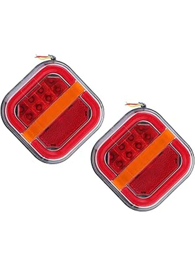 2Pcs Square LED Trailer Tail Lights High Intensity Brake Turn Signal Lights For Trucks RVs SUVs - Image 1