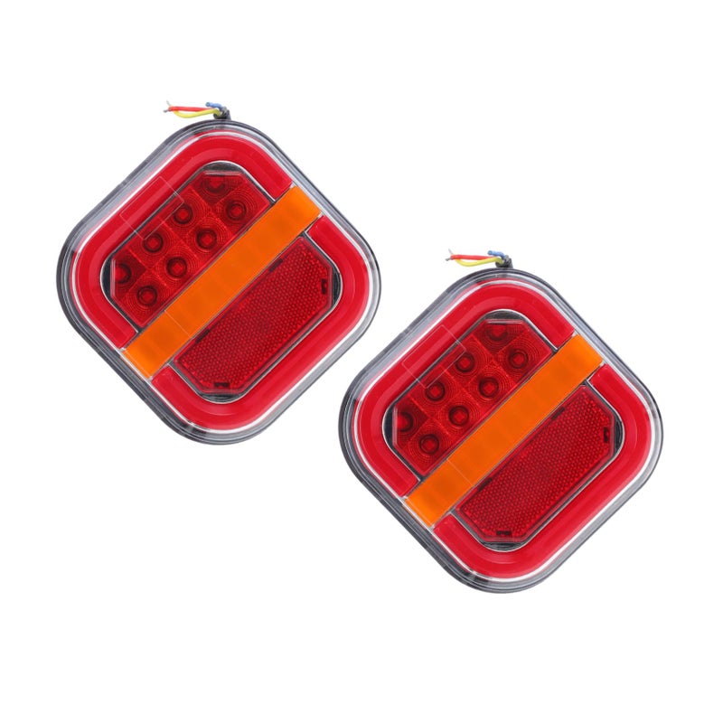 2Pcs Square LED Trailer Tail Lights High Intensity Brake Turn Signal Lights For Trucks RVs SUVs - Image 2