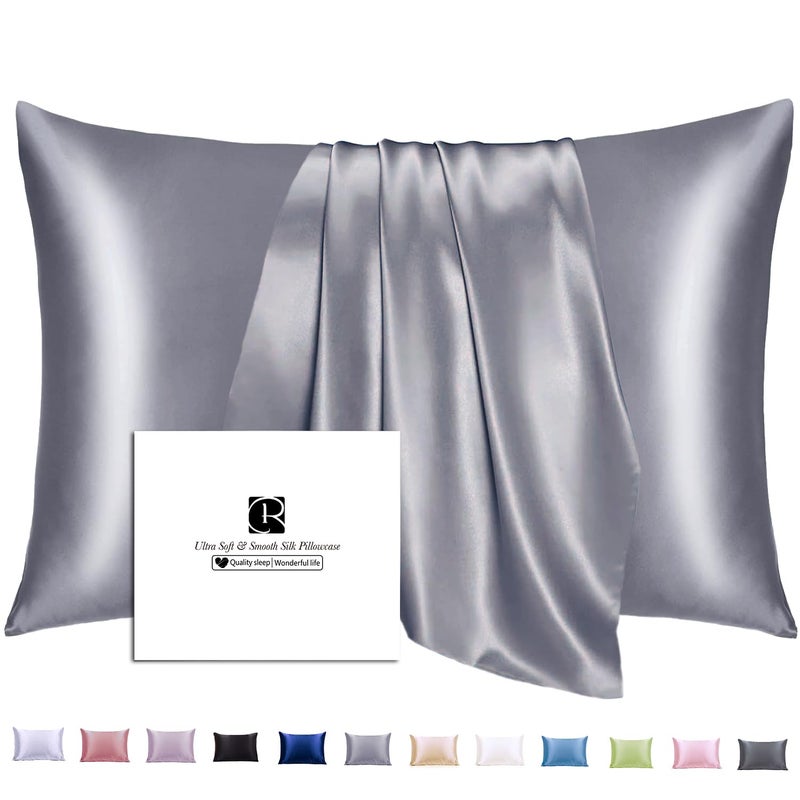 Silk Pillowcase for Hair and Skin with Hidden Zipper Ravmix Both Sides 21Momme Mulberry Silk Cooling Pillow Case Standard Size 2026inches 1PCS Lilac Grey