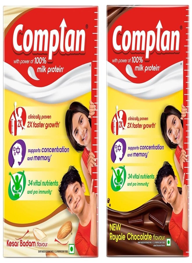Complan Nutrition And Health Drink Royale Chocolate, 1Kg Refill Pack With Power Of 100% Milk Protein And Contrains 34 Vital Nutrients & Nutrition And Health Drink Kesar Badam 500G - Powder - Image 1