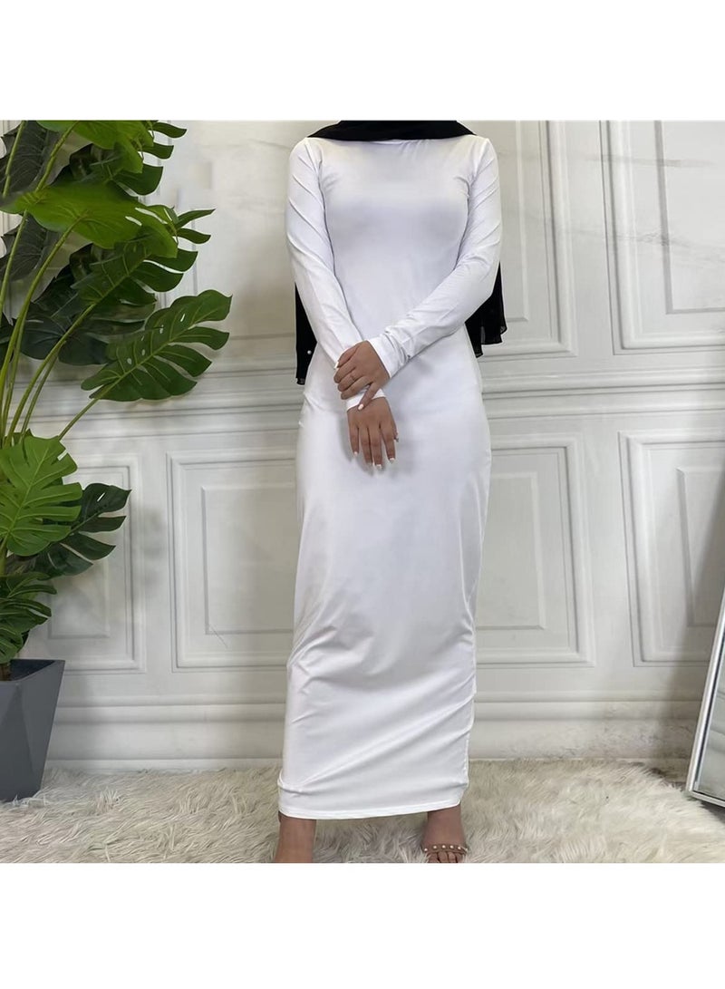 إسكدنيا Mock Neck Casual Abaya, Soft Breathable Long Sleeve Women Abaya Dress, Long Lasting Comfortable Normal Muslim Women Islamic Dress for Prayer, Daily Wear, Occasion Wear, ( Size M, Skin Powder) - Image 3