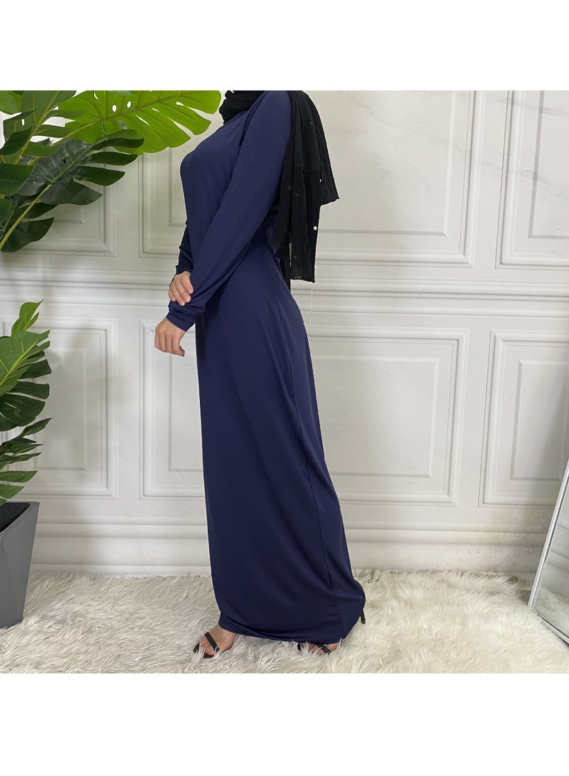 إسكدنيا Mock Neck Casual Abaya, Soft Breathable Long Sleeve Women Abaya Dress, Long Lasting Comfortable Normal Muslim Women Islamic Dress for Prayer, Daily Wear, Occasion Wear, ( Size M, Skin Powder) - Image 2