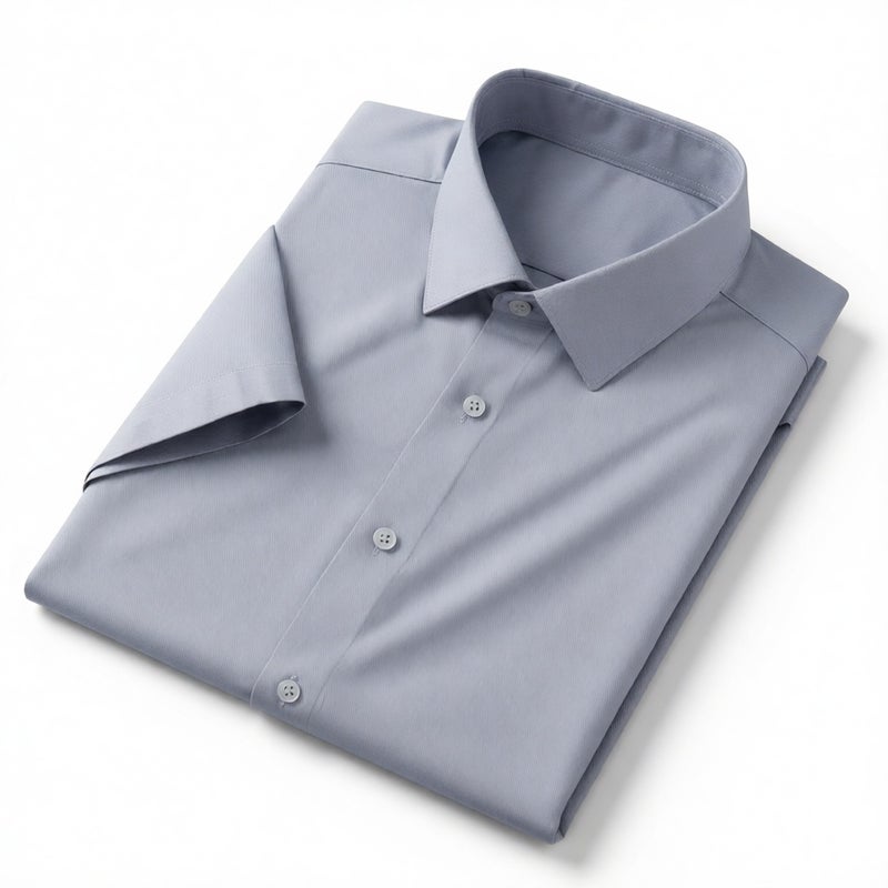 Men's Short Sleeve Silk Business Casual Shirt Wrinkle-Free Office Workwear - Image 3