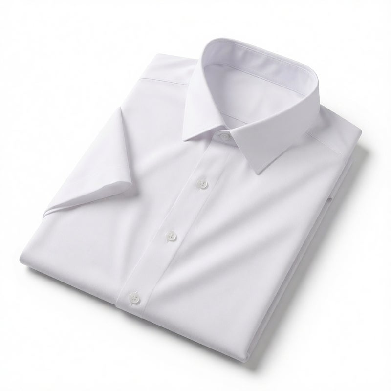 Men's Short Sleeve Silk Business Casual Shirt Wrinkle-Free Office Workwear - Image 1