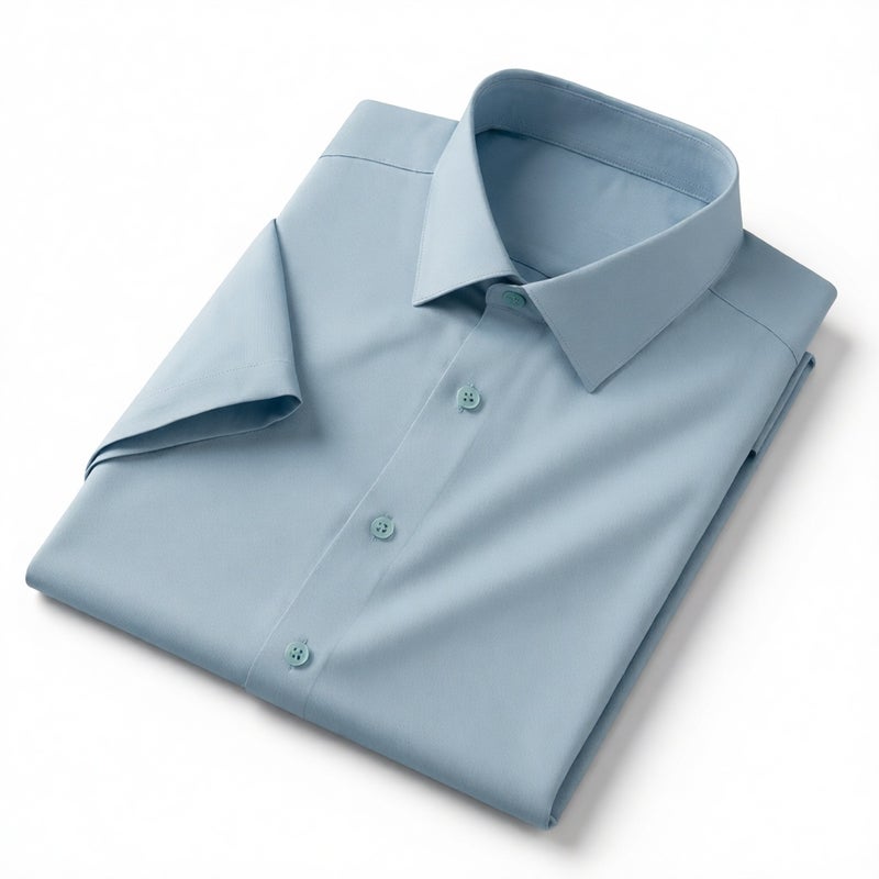 Men's Short Sleeve Silk Business Casual Shirt Wrinkle-Free Office Workwear - Image 4