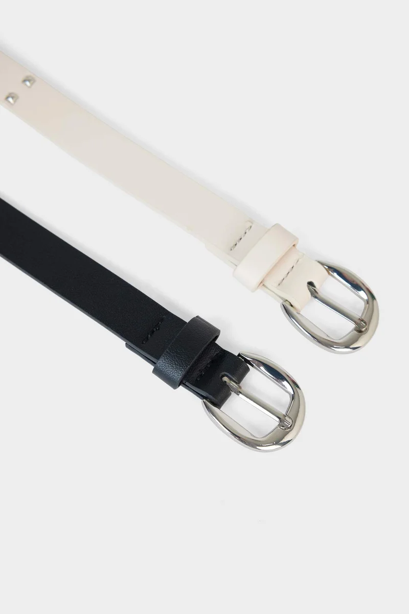 Defacto  Woman 2 piece Faux Leather Belt for Women | Best Price UAE