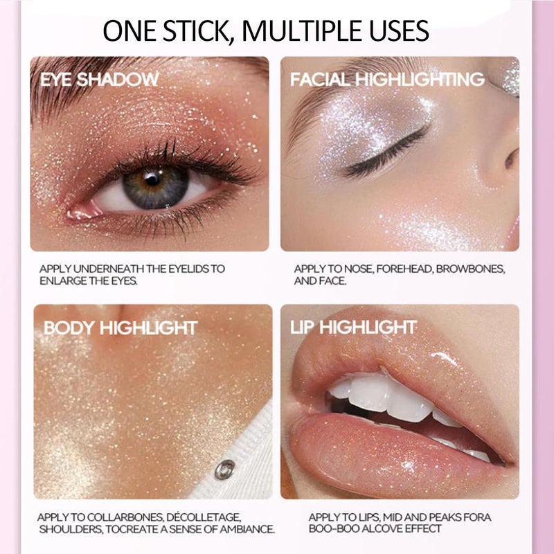 Soelegant 4 PCS Glitter Eyeshadow Stick Set, Cream Eyeshadow Stick, Shimmering Metallic Sheen, Long-Lasting Color, Waterproof & Smudge-Proof, Easy to Apply, Eye shadow Pencil Makeup Set - Image 5