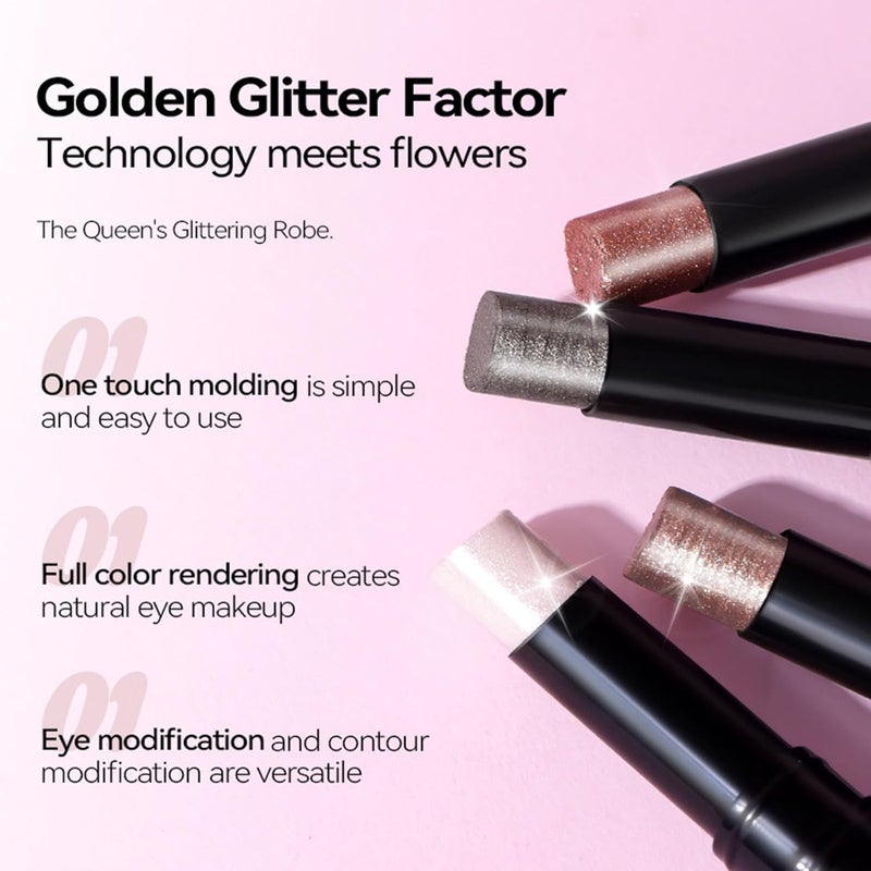 Soelegant 4 PCS Glitter Eyeshadow Stick Set, Cream Eyeshadow Stick, Shimmering Metallic Sheen, Long-Lasting Color, Waterproof & Smudge-Proof, Easy to Apply, Eye shadow Pencil Makeup Set - Image 3