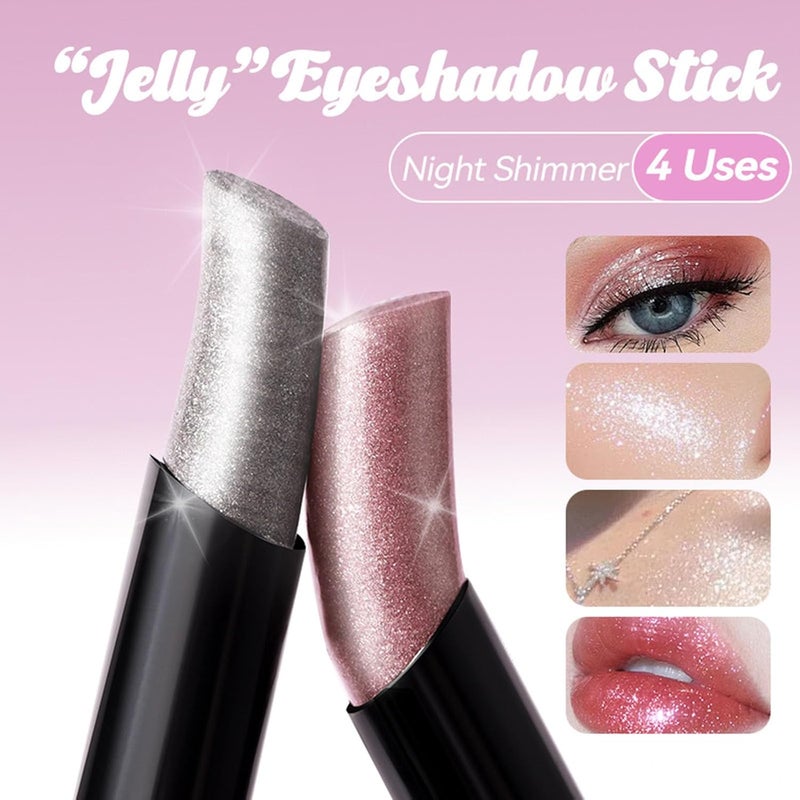 Soelegant 4 PCS Glitter Eyeshadow Stick Set, Cream Eyeshadow Stick, Shimmering Metallic Sheen, Long-Lasting Color, Waterproof & Smudge-Proof, Easy to Apply, Eye shadow Pencil Makeup Set - Image 2