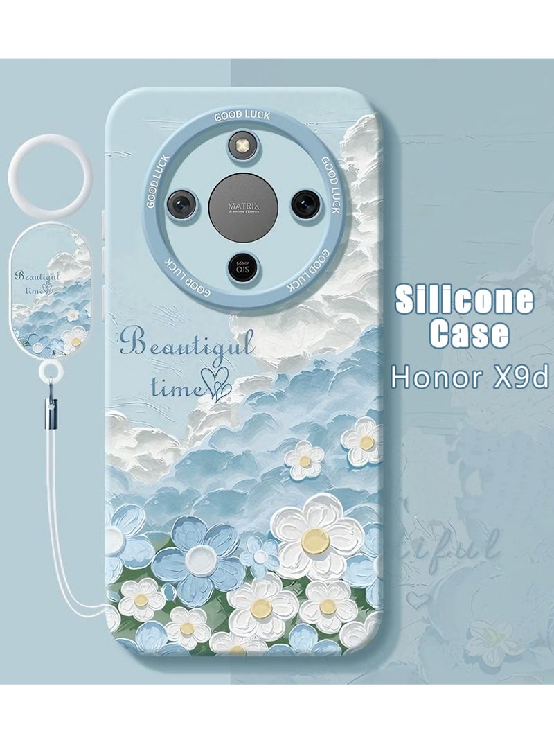 إكس ليفيل جراب هاتف Honor X9d، غطاء حماية مطبوع لطيف، غطاء هاتف نحيف مقاوم للصدمات، مضاد للأصفر والخدش، مع حزام هاتف (أزرق) - Image 1