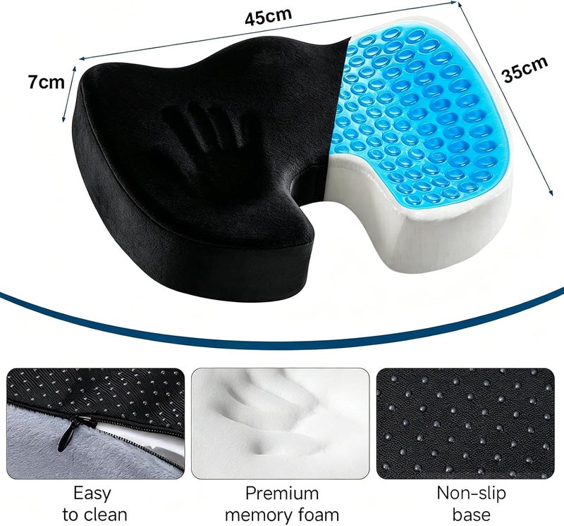 BLYPHOO Gel Seat Cushion Massage Pillow Anti Hemorrhoids Hip Push Up Yoga, Coccyx Orthopedic Seat Cushion, Comfort Tailbone Pillow, for Home Office Car Chair (Black) - Image 2