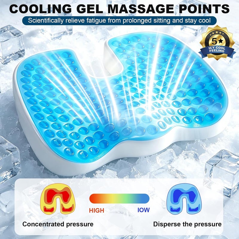BLYPHOO Gel Seat Cushion Massage Pillow Anti Hemorrhoids Hip Push Up Yoga, Coccyx Orthopedic Seat Cushion, Comfort Tailbone Pillow, for Home Office Car Chair (Black) - Image 4