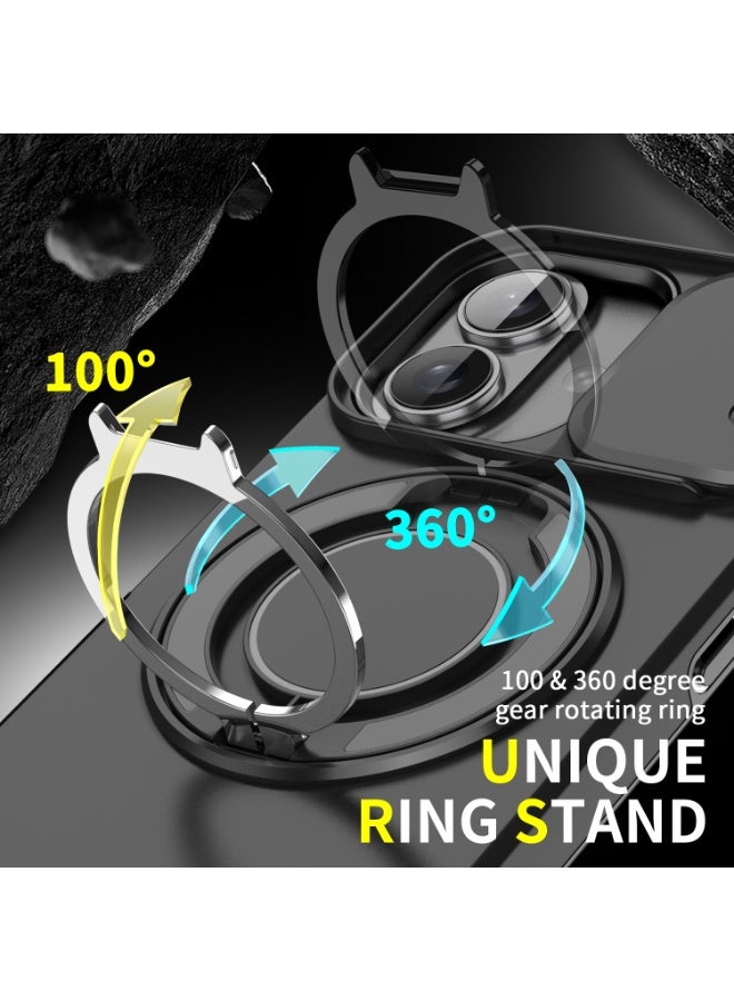 KENSUO iPhone 16  MagSafe Case with Slide Camera Cover, Strong Magnet, 360° Magnetic Ring Stand, Shockproof Drop Protection, Anti-Scratch, Four Corners Full Camera Protective Kickstand Cover  - Image 3