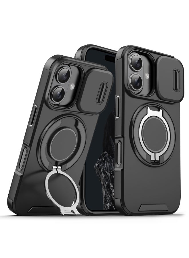 KENSUO iPhone 16  MagSafe Case with Slide Camera Cover, Strong Magnet, 360° Magnetic Ring Stand, Shockproof Drop Protection, Anti-Scratch, Four Corners Full Camera Protective Kickstand Cover  - Image 1