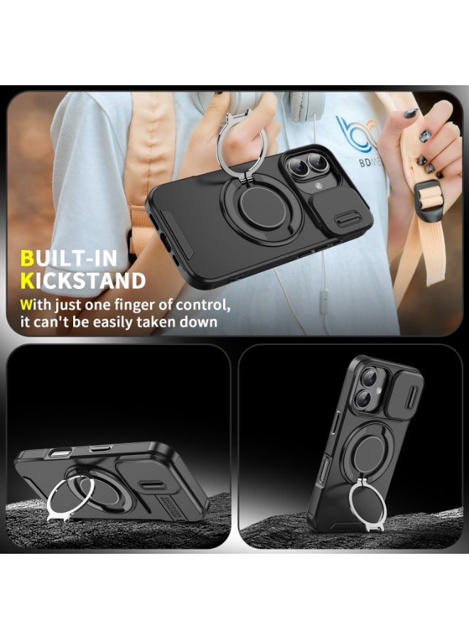 KENSUO iPhone 16  MagSafe Case with Slide Camera Cover, Strong Magnet, 360° Magnetic Ring Stand, Shockproof Drop Protection, Anti-Scratch, Four Corners Full Camera Protective Kickstand Cover  - Image 4