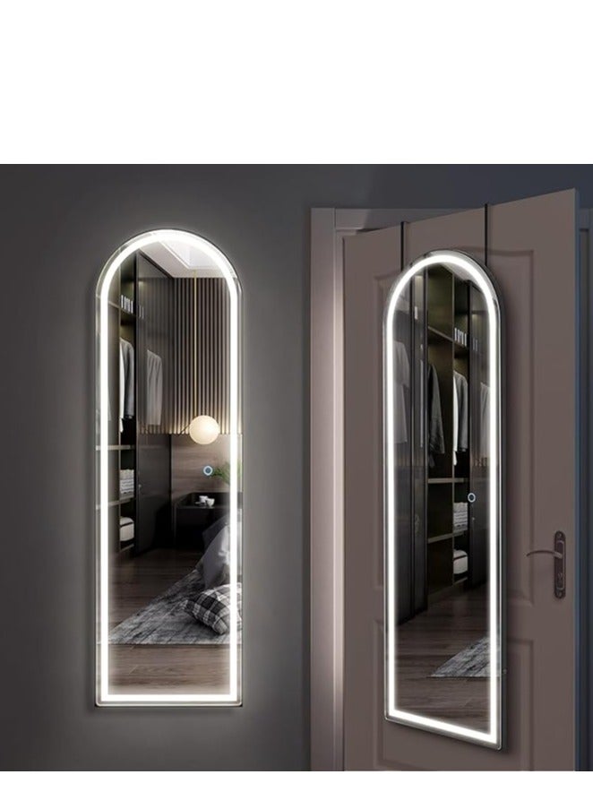 Lion Home Arched Full Length Mirror, 160x70cm, with 3-Color LED Light and Touch Button for Adjustable Brightness and Color, Durable Alloy Frame, Leaning, Wall-Mounting, and Standing Options. Modern Arched Design, Stylish Illuminated Full Body Mirror, LED Vanity Mirror for Bedroom, Living Room, Hallway, and Dressing Room (black)  - Image 4