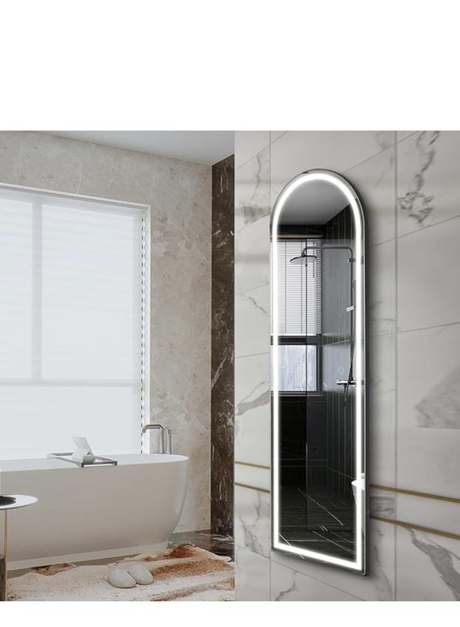 Lion Home Arched Full Length Mirror, 160x70cm, with 3-Color LED Light and Touch Button for Adjustable Brightness and Color, Durable Alloy Frame, Leaning, Wall-Mounting, and Standing Options. Modern Arched Design, Stylish Illuminated Full Body Mirror, LED Vanity Mirror for Bedroom, Living Room, Hallway, and Dressing Room (black)  - Image 2