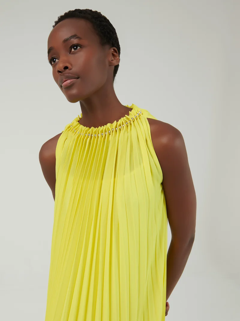 leem Pleated Sleeveless Kaftan