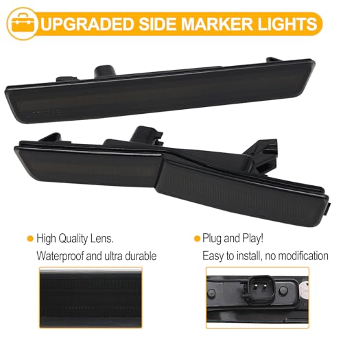 R&F Auto 4PCS White LED Side Marker Lights Replacement for Challenger SRT Hellcat 2018-2023, R/T Scat Pack Widebody, Redeye Super Stock Jailbreak Demon, 2pcs Front and 2PCS Rear Side Fender Lamps - Image 2