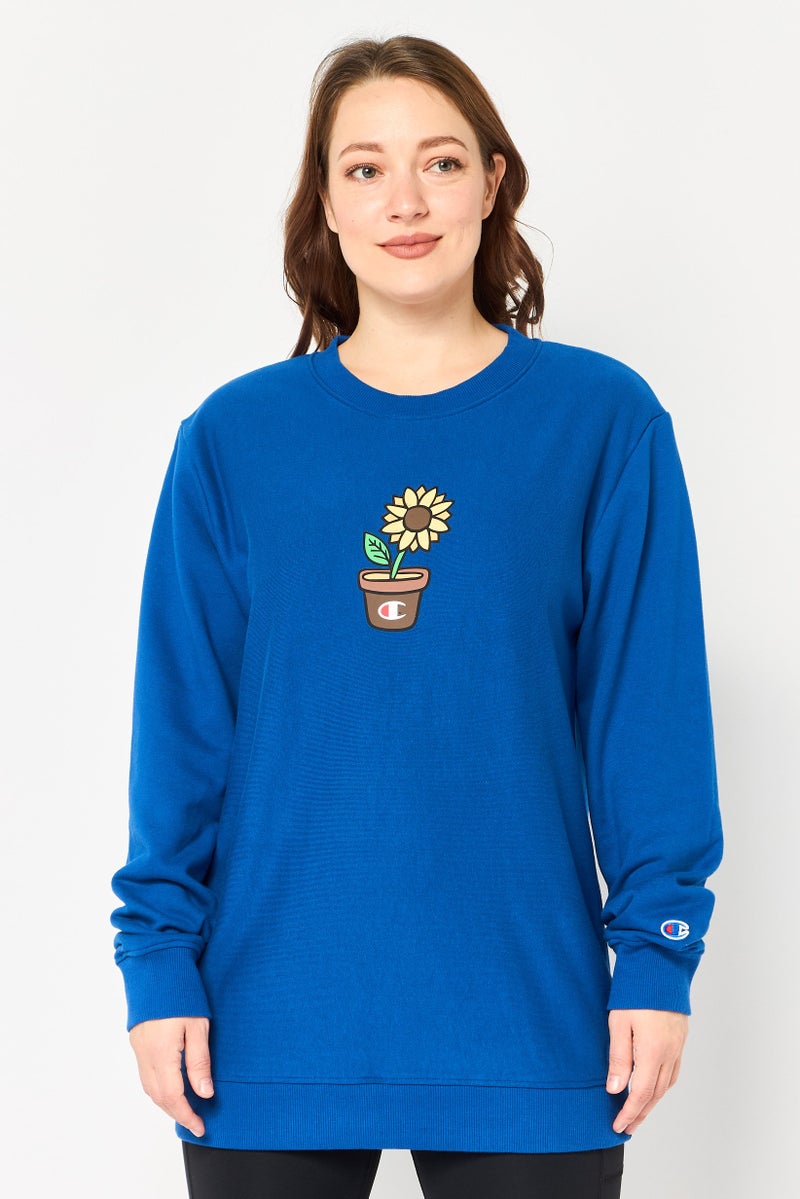 Champion Women Sportswear Fit Long Sleeve Outdoor Sweatshirt, Blue - Image 1