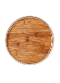 Felli Elegant Durable Round Melamine and Bamboo Dinner Plate Brown and White 25.4 x 2 cm Y1K120124-PH051-C 