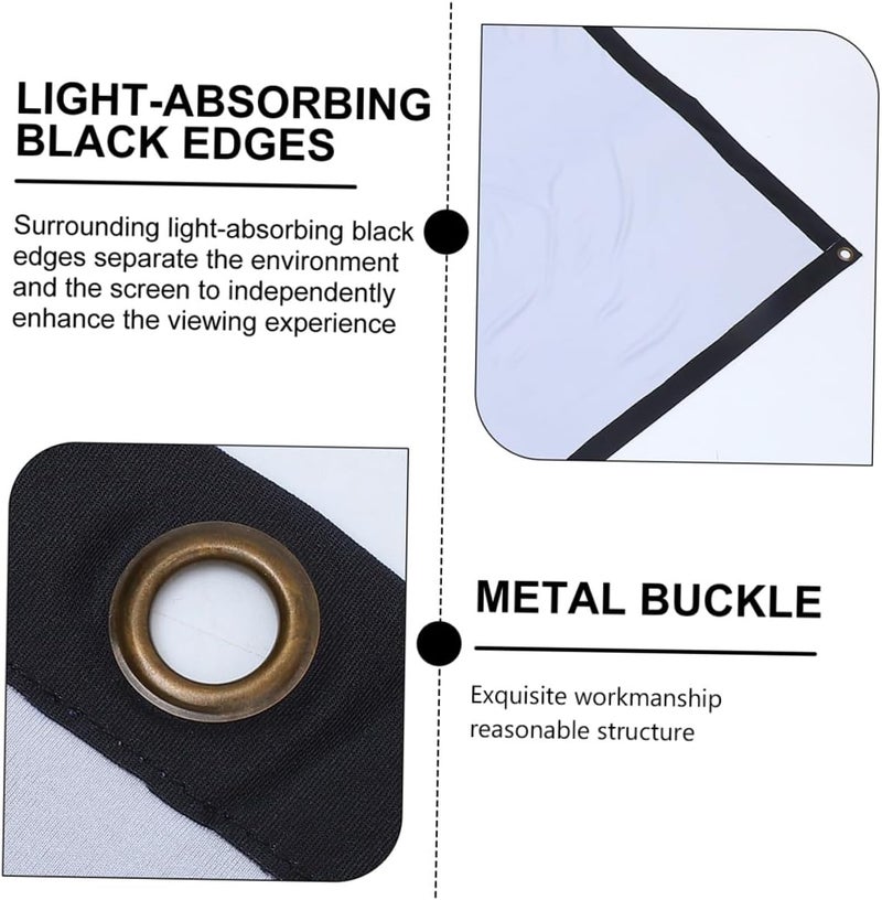 GALPADA Foldable Projector Screen with Hooks Polyester Anti-Crease Black White Projection Surface for Indoor Outdoor Home Theater Office School - Image 4