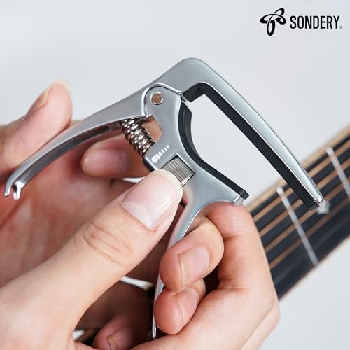 Sondery Capo Professional for Acoustic and Electric Guitars, Trigger Tension Adjustable - Image 3