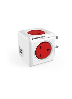 Allocacoc PowerCube Original 4 Sockets 2USB Ports Red  - Image 1