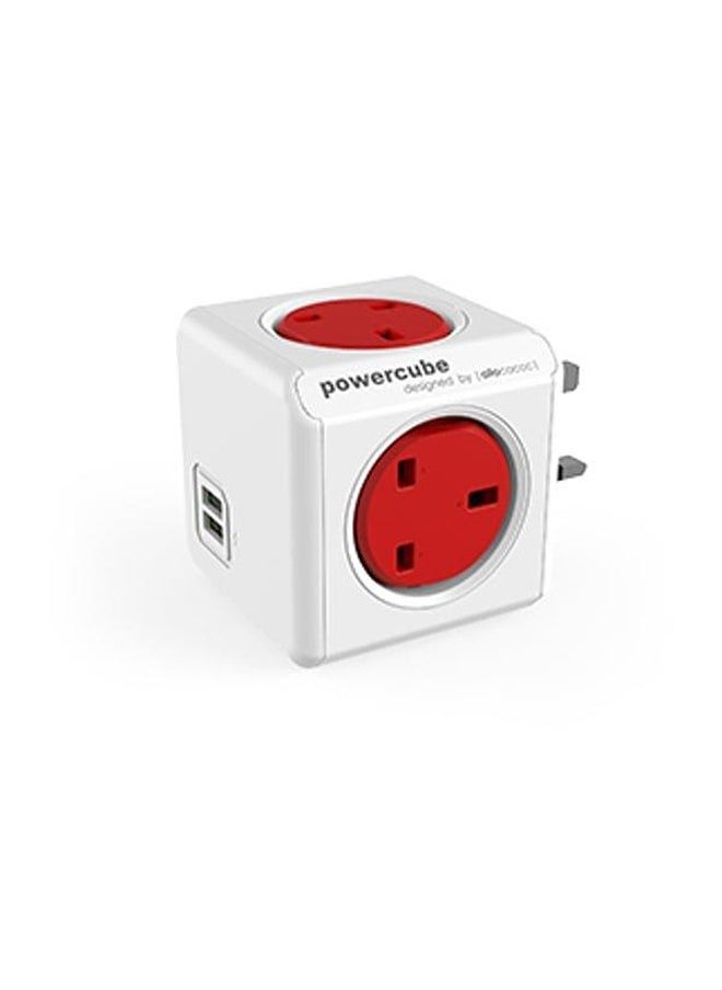 Allocacoc PowerCube Original 4 Sockets 2USB Ports Red  - Image 1