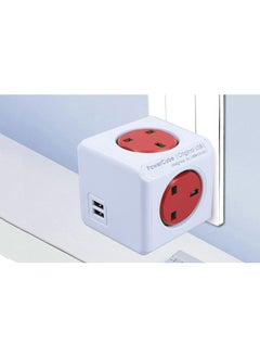 Allocacoc PowerCube Original 4 Sockets 2USB Ports Red  - Image 2