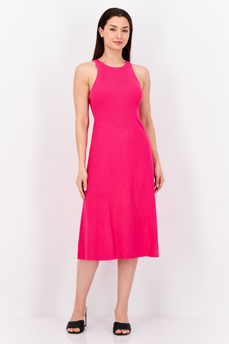 ESPRIT فستان ميدي مضلع للنساء، وردي - Image 1