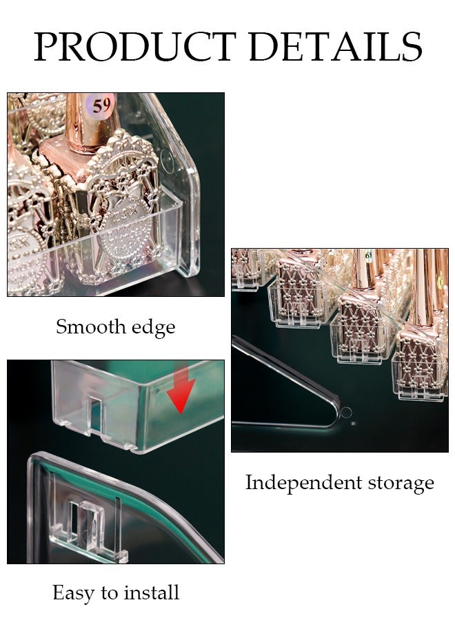 DUNISO حامل عرض طلاء الأظافر الشفاف من 7 طبقات بسعة كبيرة 63 شبكة للنساء رف تخزين مستحضرات التجميل الأساسي طلاء الأظافر الشفاف المتدرج رف عرض المنتج صندوق عرض تخزين سطح المكتب - Image 3