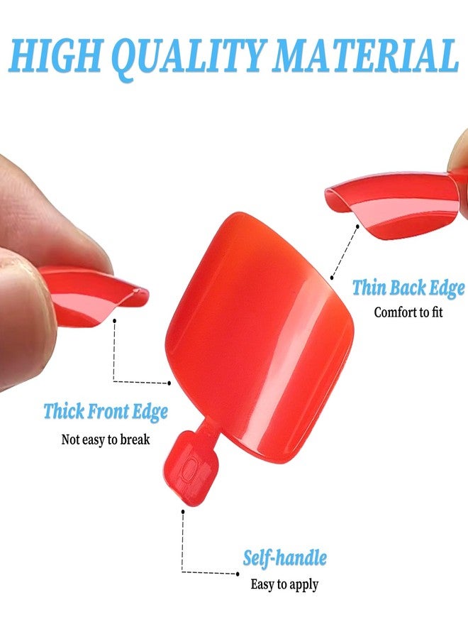 Lifextol 120pc Press on Toenails for Women Toe Press on Nails Short Fake Toe Nails Press ons with Adhesive Tabs, Acrylic Toe Nail Tips False Toenail Press ons Artificial Fake Toenails for Feet-Red - Image 4