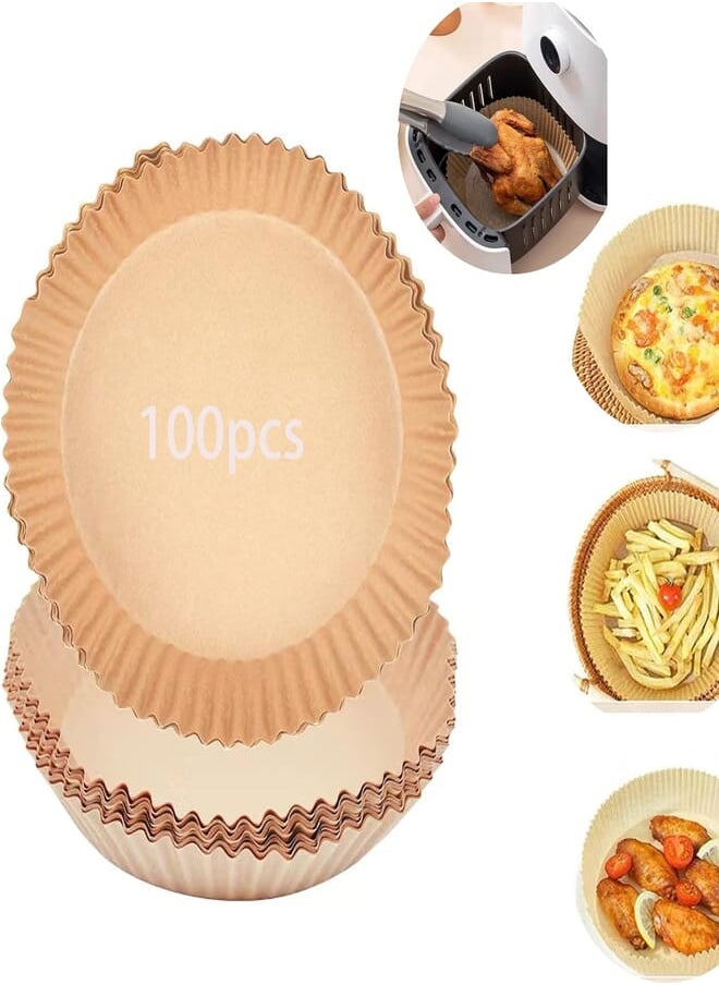 Fresh - Fresh Air Fryer Disposable Paper Liner 6.3 inch, 100PCS Non-stick Fryer Liners, Oil-proof Waterproof Round Food Grade Parchment Paper for Baking Roasting Air Fryer Microwave Oven - Image 1