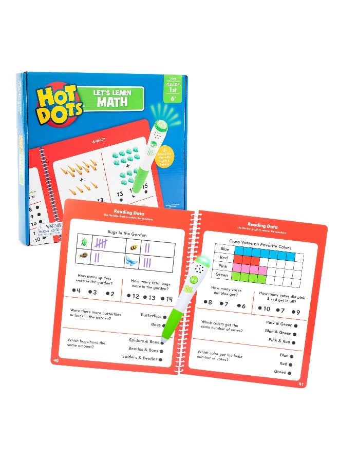 ليرننج ريسورسز مصادر التعلم - النقاط الساخنة - دعونا نتعلم الرياضيات - الصف الأول، كتاب تمارين تفاعلي يحتوي على 50 صفحة أنشطة وقلم ناطق، مناسب للأعمار من 6 سنوات فما فوق - Image 1