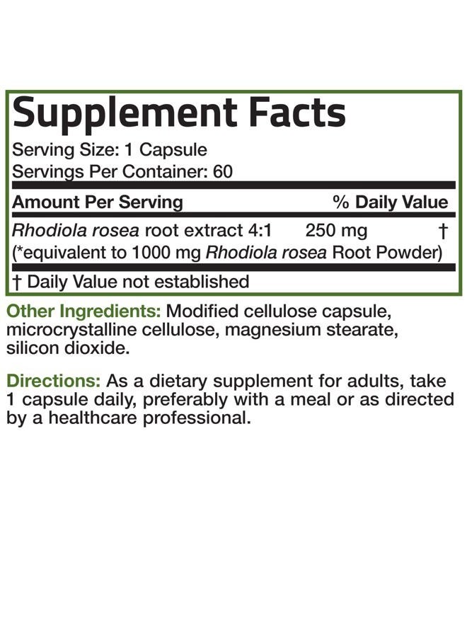 Bronson Rhodiola Rosea Vegetarian Capsules - Adaptogenic Herb - Brain, Stress & Mood Support - Non-GMO, 60 Count - Image 5