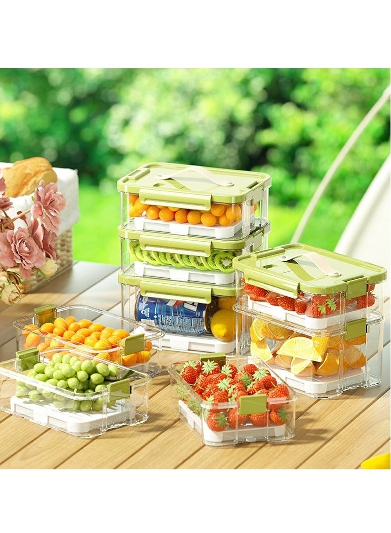 Fridge Organizers Stackable Refrigerator Storage Containers Clear Crisper Box with Drainage Board and Ice Compartment for Food Drinks Vegetable(1pcs 2000ml) - Image 2