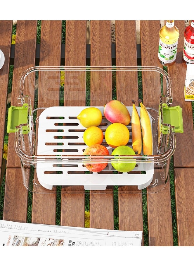 Fridge Organizers Stackable Refrigerator Storage Containers Clear Crisper Box with Drainage Board and Ice Compartment for Food Drinks Vegetable(1pcs 2000ml) - Image 5